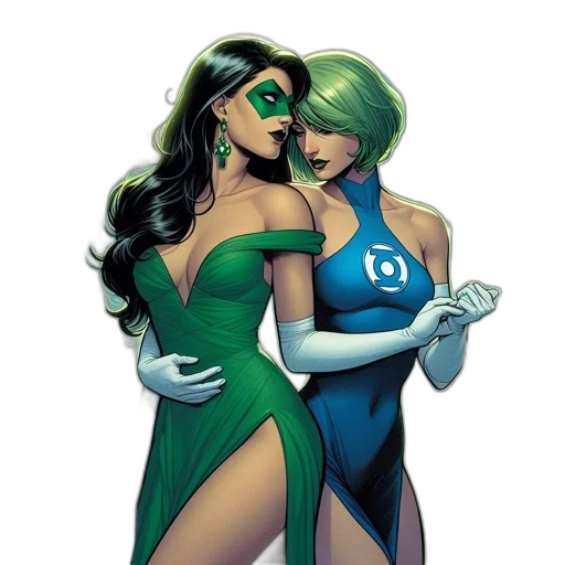 comic book art, concept art, green, two transparent PNG cut-out