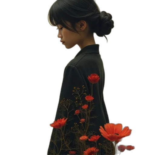 dress, flower, staff, face transparent PNG cut-out