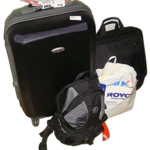 staff, black, suitcase, backpack transparent PNG cut-out