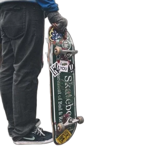 person, holding, skateboard, stickers transparent PNG cut-out