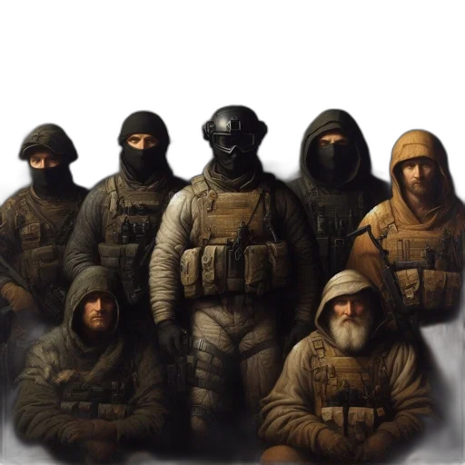 jacket, mask, staff, weapon transparent PNG cut-out