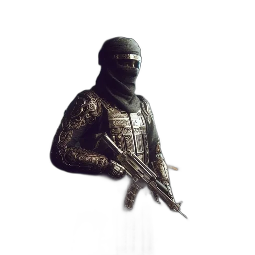 weapon, mask, jacket, face transparent PNG cut-out