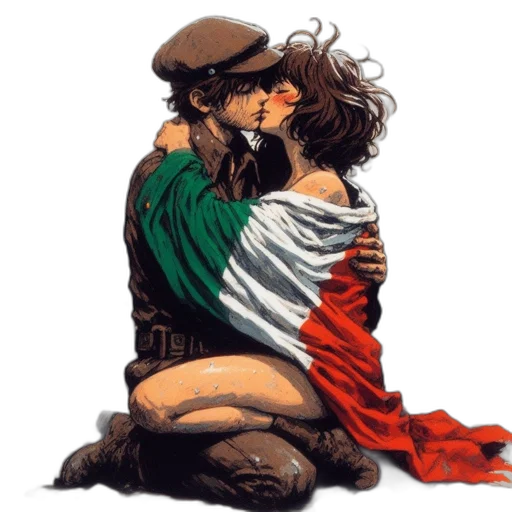 comic book art, man, woman, one transparent PNG cut-out