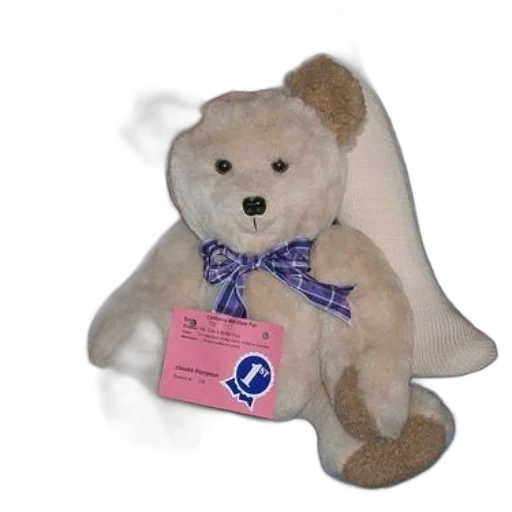 teddy, bear, purple, ribbon transparent PNG cut-out