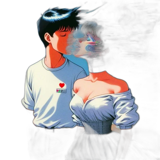 jacket, vaporwave, anime, comic book art transparent PNG cut-out