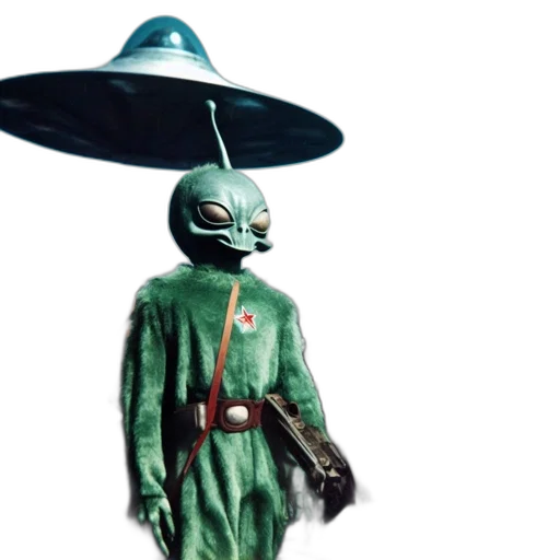 hat, creature, staff, robot transparent PNG cut-out