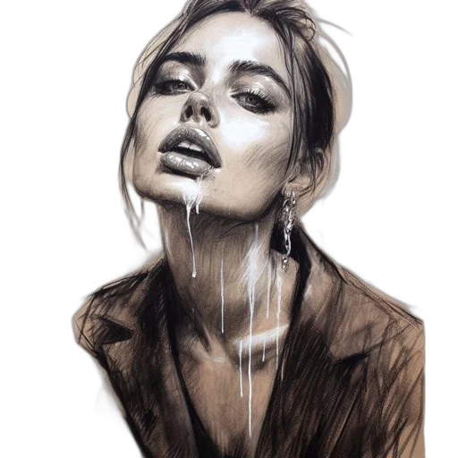 face, jacket, jewelry, hair transparent PNG cut-out