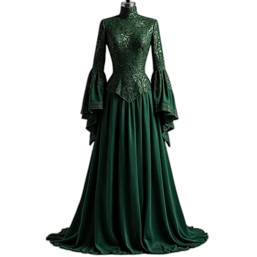 dress, green, dark, black transparent PNG cut-out