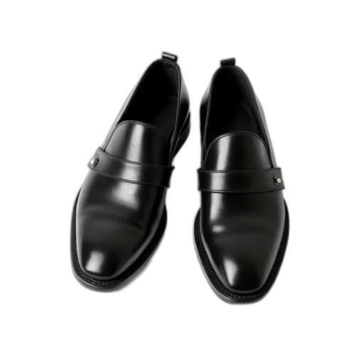 shoes, photorealistic, pair, black transparent PNG cut-out