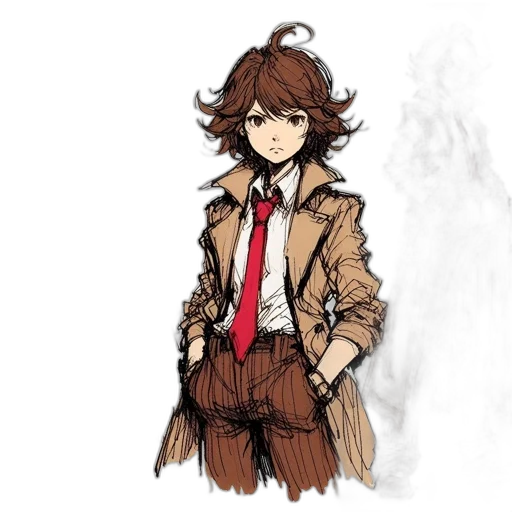 jacket, staff, creature, hair transparent PNG cut-out