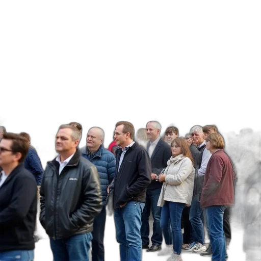 3d render, crowd, people, gathered transparent PNG cut-out
