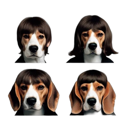 animal, face, photorealistic, four transparent PNG cut-out