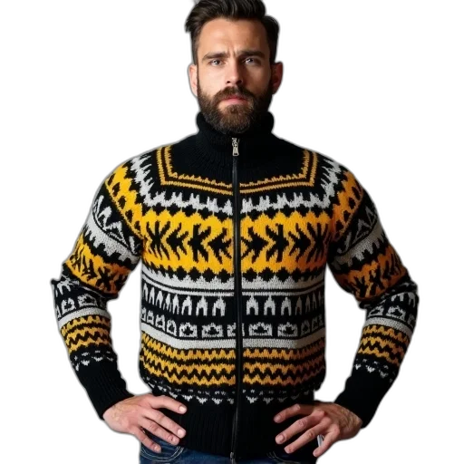 jacket, man, beard, wearing transparent PNG cut-out
