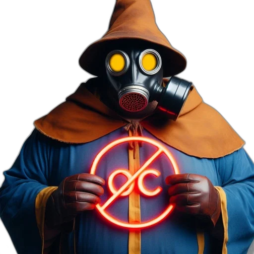 jacket, mask, staff, robot transparent PNG cut-out