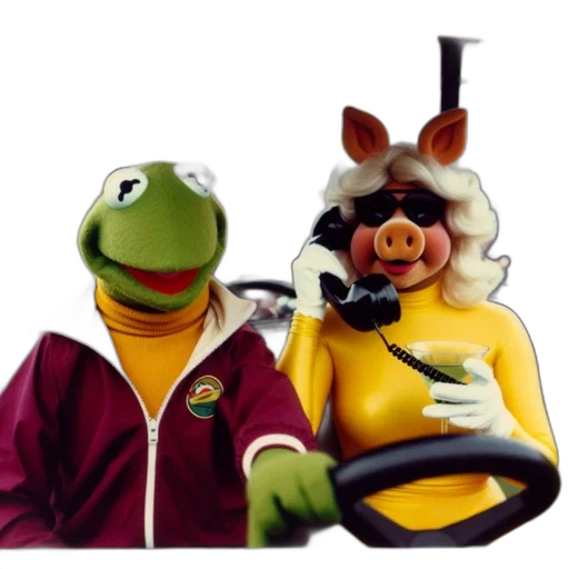 car, kermit, frog, miss transparent PNG cut-out