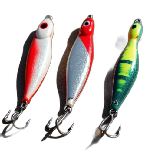 3d render, three, fishing, lures transparent PNG cut-out