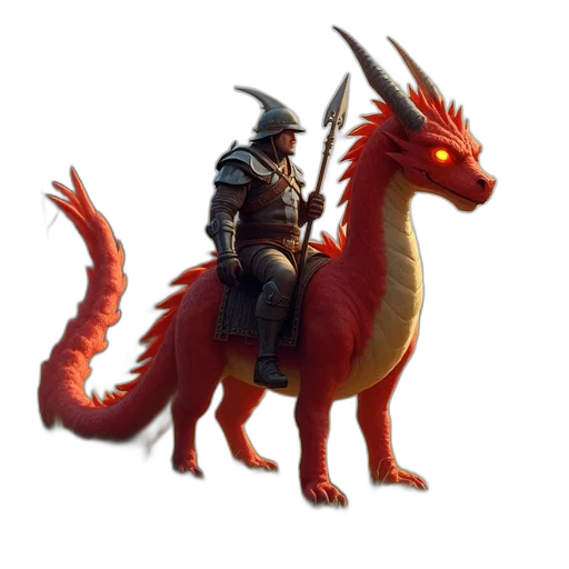 dragon, animal, sword, staff transparent PNG cut-out