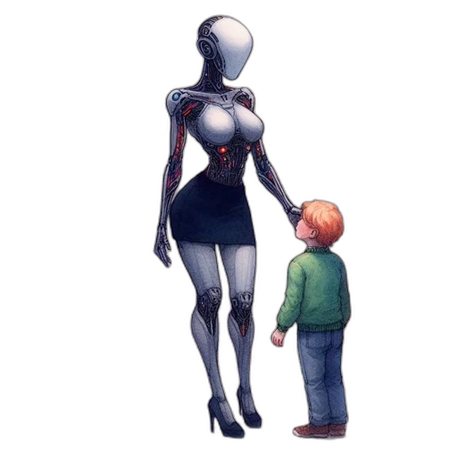robot, dress, creature, concept art transparent PNG cut-out