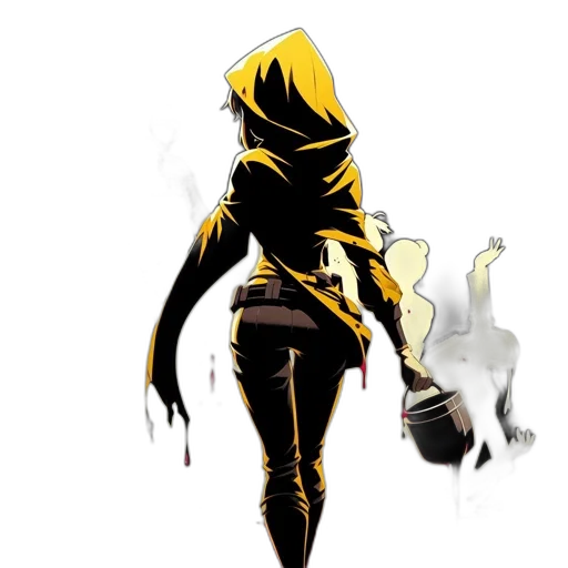 jacket, staff, weapon, mask transparent PNG cut-out