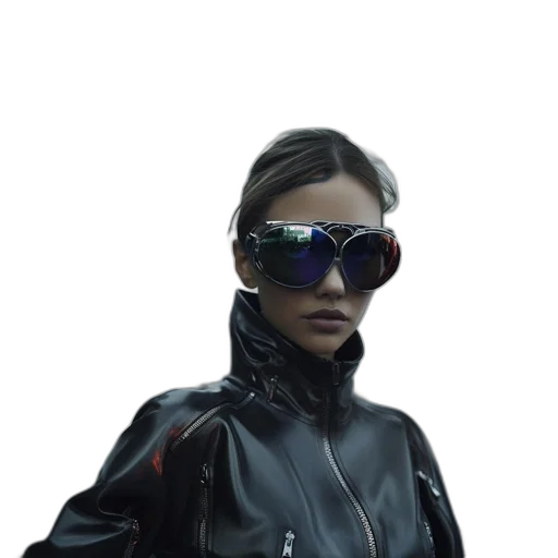 jacket, robot, staff, cyberpunk transparent PNG cut-out