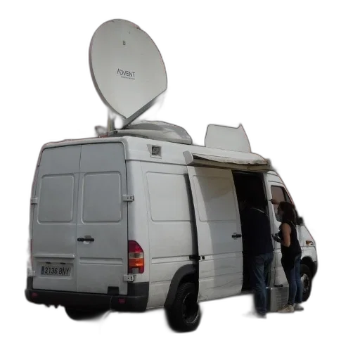 staff, white, van, satellite transparent PNG cut-out