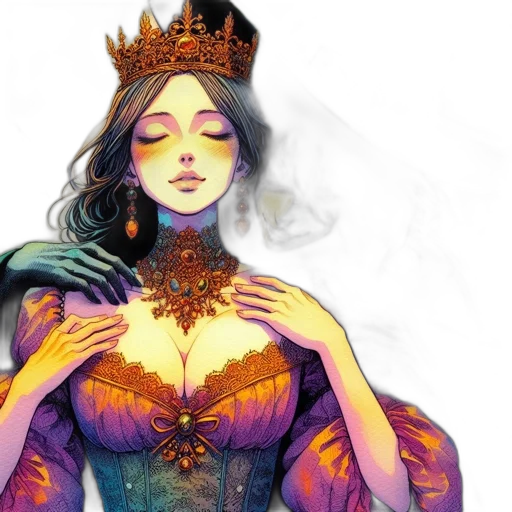 crown, dress, fantasy art, concept art transparent PNG cut-out