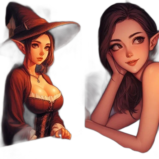 dress, hat, fantasy art, concept art transparent PNG cut-out