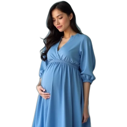 dress, blue, maternity, waistband transparent PNG cut-out
