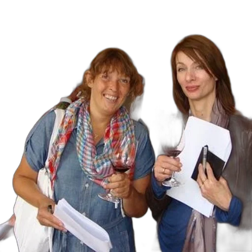 staff, two, women, holding transparent PNG cut-out