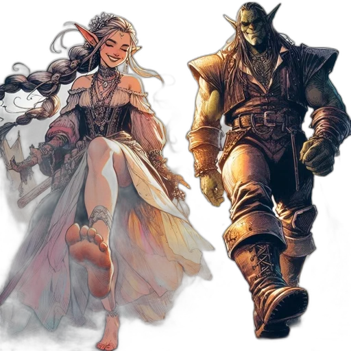 concept art, fantasy art, comic book art, watercolor transparent PNG cut-out