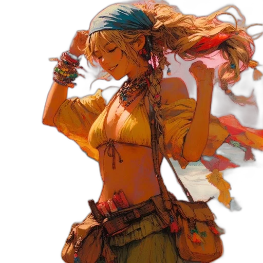 dress, staff, concept art, fantasy art transparent PNG cut-out