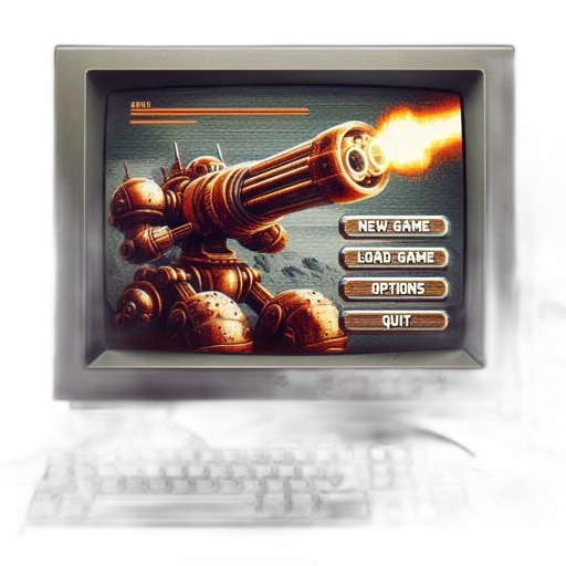 weapon, robot, pixel art, cyberpunk transparent PNG cut-out