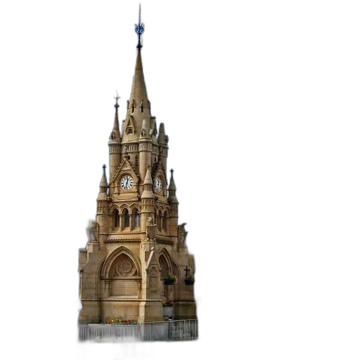 building, crown, staff, 3d render transparent PNG cut-out