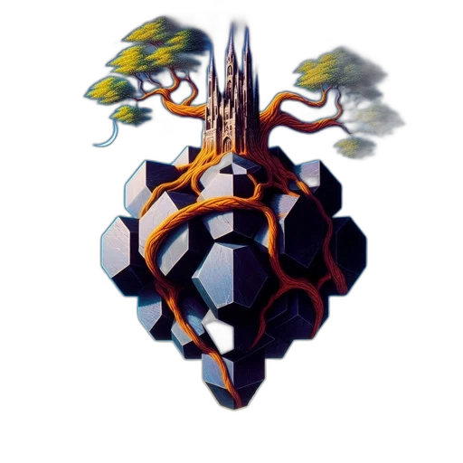 crown, tree, staff, dragon transparent PNG cut-out