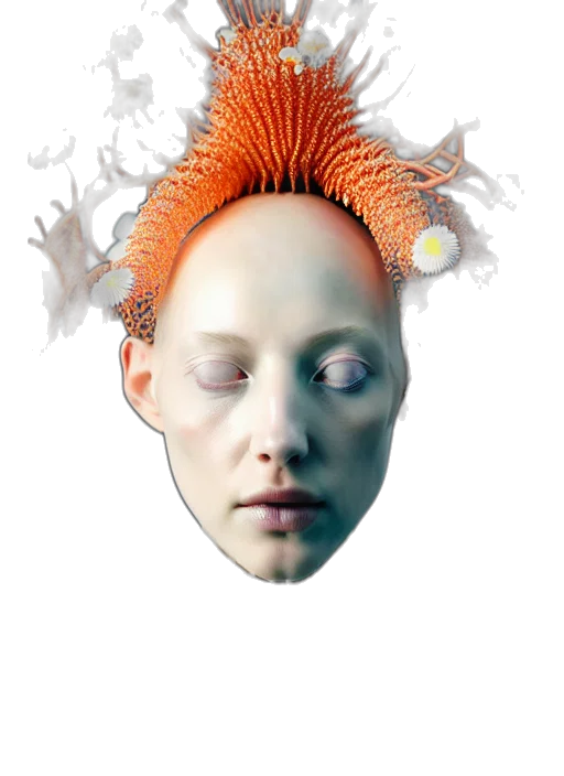 crown, mask, hair, face transparent PNG cut-out