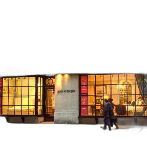 building, storefront, sign, bed transparent PNG cut-out