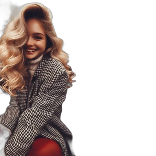 jacket, hair, photorealistic, young transparent PNG cut-out