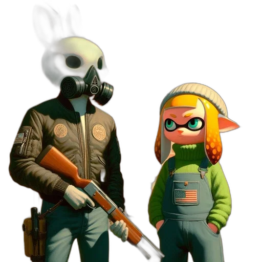 mask, weapon, staff, jacket transparent PNG cut-out