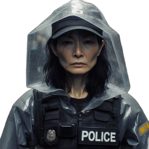 jacket, face, mask, staff transparent PNG cut-out