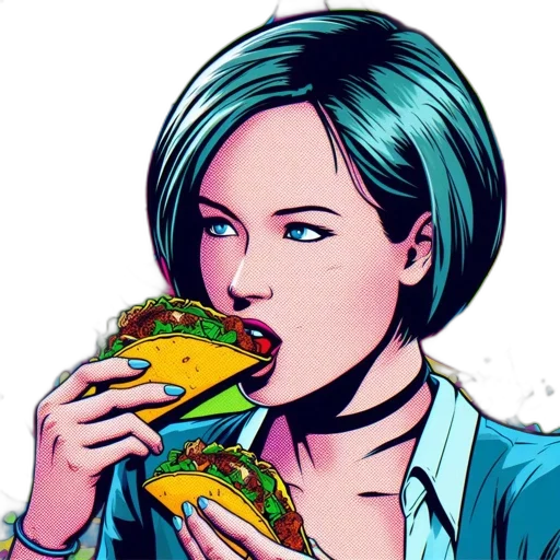 food, face, comic book art, cyberpunk transparent PNG cut-out