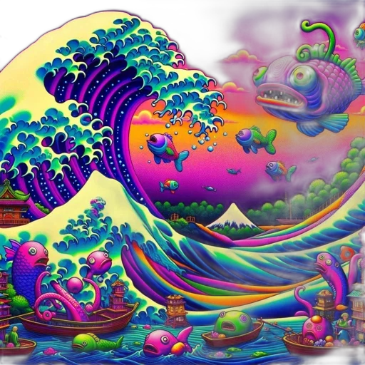 dragon, hair, creature, vaporwave transparent PNG cut-out