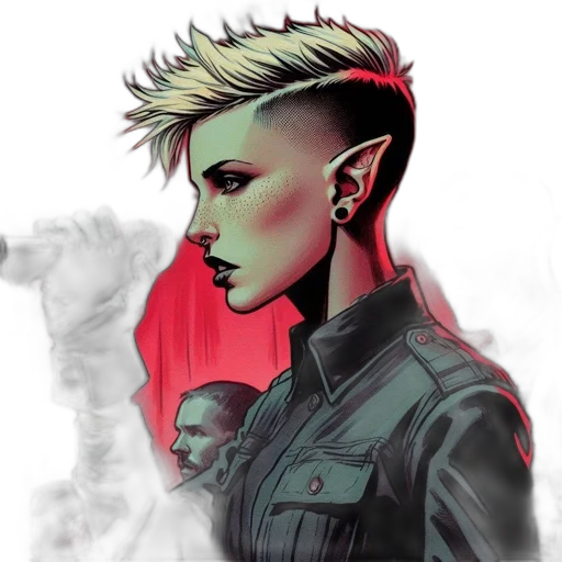 jacket, cyberpunk, comic book art, concept art transparent PNG cut-out
