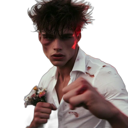 jacket, hair, weapon, face transparent PNG cut-out