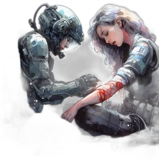 robot, concept art, cyberpunk, comic book art transparent PNG cut-out