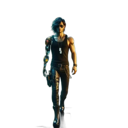weapon, robot, staff, jacket transparent PNG cut-out