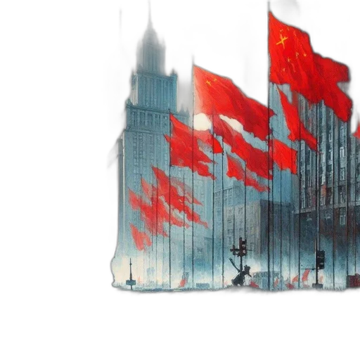 concept art, cyberpunk, red, bustling transparent PNG cut-out