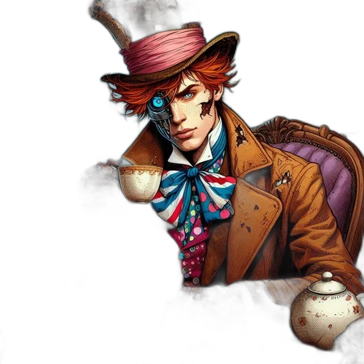 hat, jacket, staff, face transparent PNG cut-out