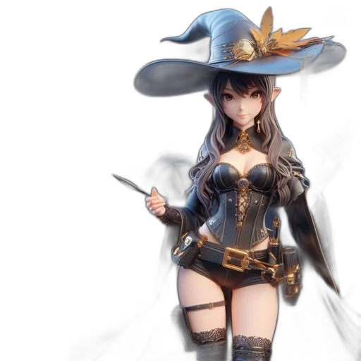 hat, staff, fantasy art, concept art transparent PNG cut-out