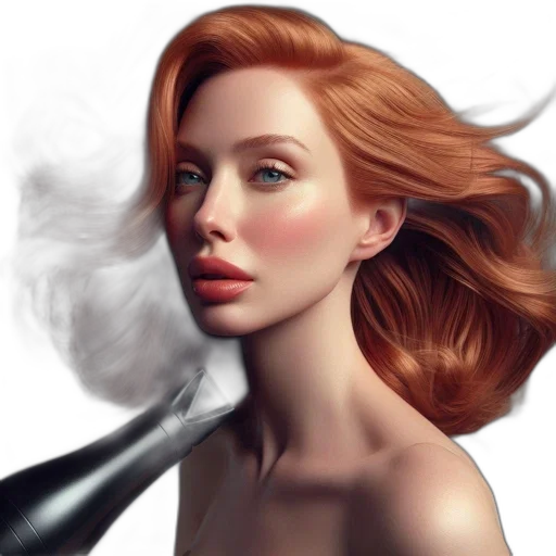 hair, face, weapon, photorealistic transparent PNG cut-out