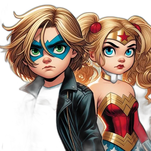comic book art, concept art, cartoon, two transparent PNG cut-out
